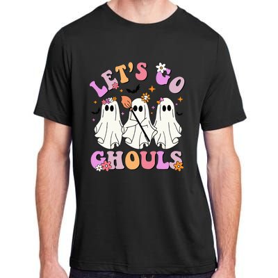 Lets Go Ghouls Halloween Ghost Outfit Costume Retro Groovy Adult ChromaSoft Performance T-Shirt