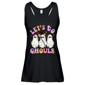 Lets Go Ghouls Halloween Ghost Outfit Costume Retro Groovy Ladies Essential Flowy Tank