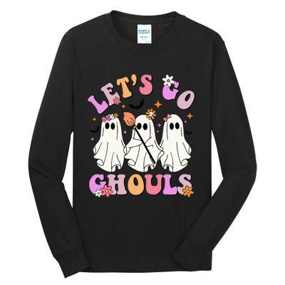 Lets Go Ghouls Halloween Ghost Outfit Costume Retro Groovy Tall Long Sleeve T-Shirt