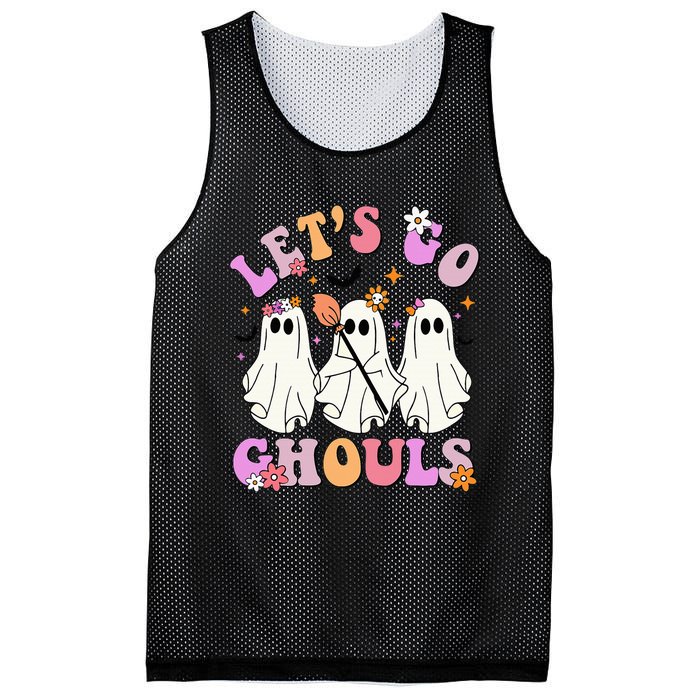 Lets Go Ghouls Halloween Ghost Outfit Costume Retro Groovy Mesh Reversible Basketball Jersey Tank