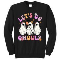 Lets Go Ghouls Halloween Ghost Outfit Costume Retro Groovy Tall Sweatshirt