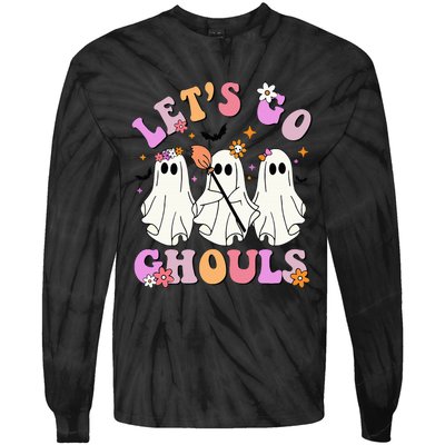 Lets Go Ghouls Halloween Ghost Outfit Costume Retro Groovy Tie-Dye Long Sleeve Shirt