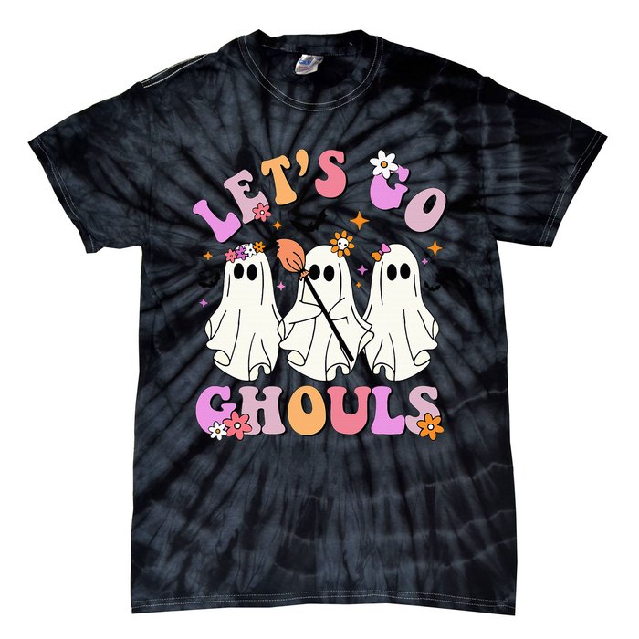 Lets Go Ghouls Halloween Ghost Outfit Costume Retro Groovy Tie-Dye T-Shirt