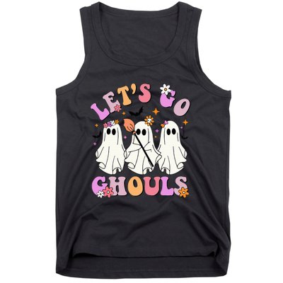 Lets Go Ghouls Halloween Ghost Outfit Costume Retro Groovy Tank Top