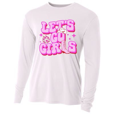 Let's Go Girl Cowgirl Hat Boots Country Western Cowgirl Cooling Performance Long Sleeve Crew