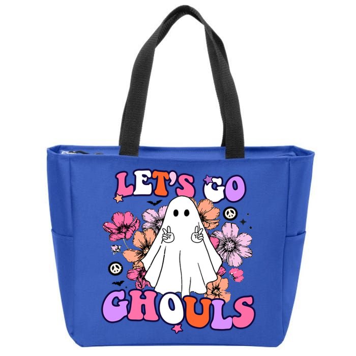 Lets Go Ghouls Funny Ghouls Hippie Costume Halloween Vibes Meaningful Gift Zip Tote Bag