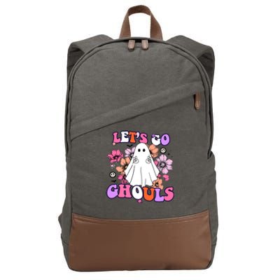 Lets Go Ghouls Funny Ghouls Hippie Costume Halloween Vibes Meaningful Gift Cotton Canvas Backpack