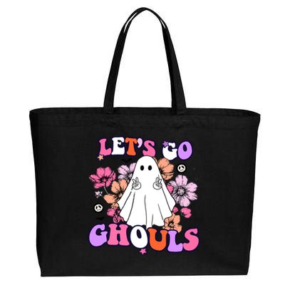 Lets Go Ghouls Funny Ghouls Hippie Costume Halloween Vibes Meaningful Gift Cotton Canvas Jumbo Tote