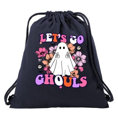 Lets Go Ghouls Funny Ghouls Hippie Costume Halloween Vibes Meaningful Gift Drawstring Bag