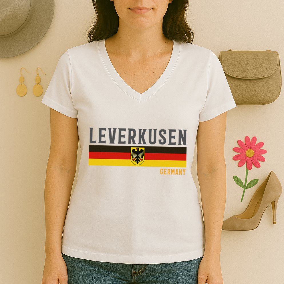 Leverkusen Germany Germany Flag Women's V-Neck T-Shirt