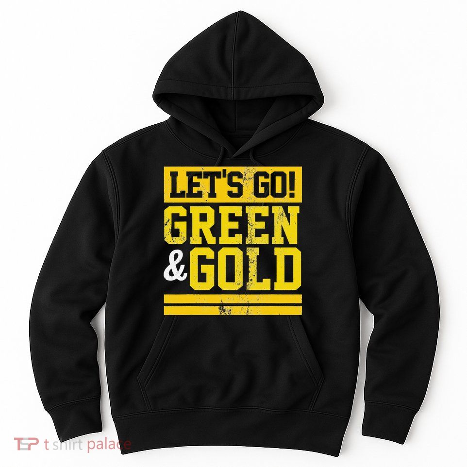 Let's Go Green & Gold Team Favorite Colors Vintage Game Day Hoodie