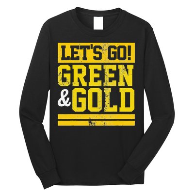 Let's Go Green & Gold Team Favorite Colors Vintage Game Day Long Sleeve Shirt