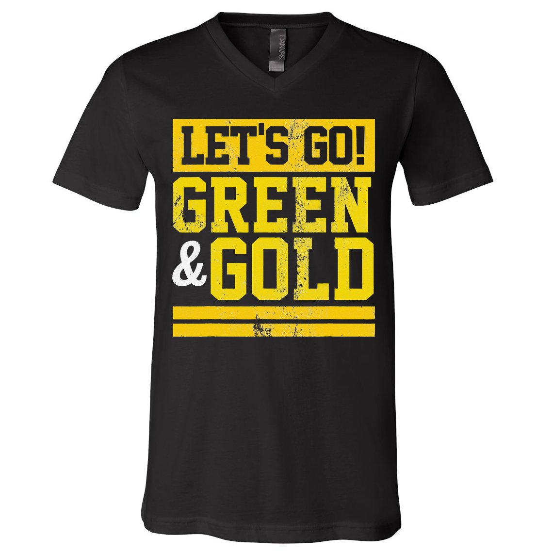 Let's Go Green & Gold Team Favorite Colors Vintage Game Day V-Neck T-Shirt