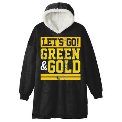 Let's Go Green & Gold Team Favorite Colors Vintage Game Day Hooded Wearable Blanket