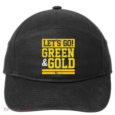 Let's Go Green & Gold Team Favorite Colors Vintage Game Day 7-Panel Snapback Hat