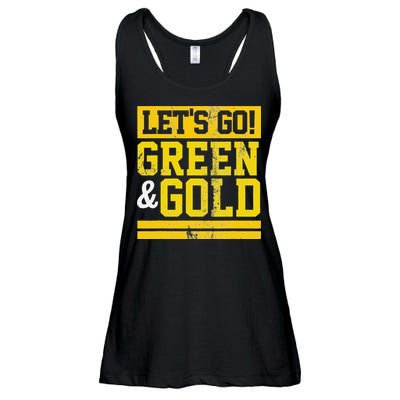 Let's Go Green & Gold Team Favorite Colors Vintage Game Day Ladies Essential Flowy Tank