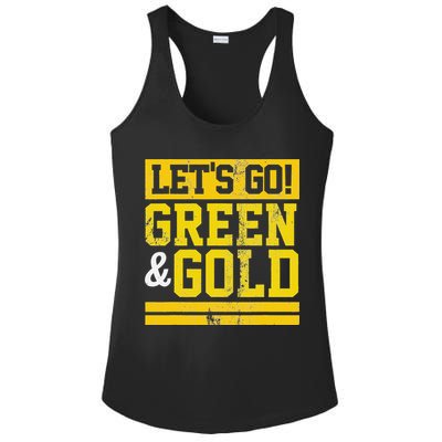Let's Go Green & Gold Team Favorite Colors Vintage Game Day Ladies PosiCharge Competitor Racerback Tank