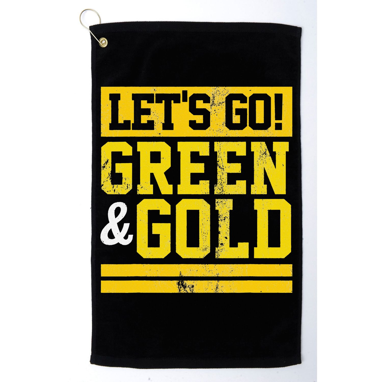 Let's Go Green & Gold Team Favorite Colors Vintage Game Day Golf Towel