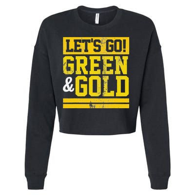 Let's Go Green & Gold Team Favorite Colors Vintage Game Day Cropped Pullover Crew