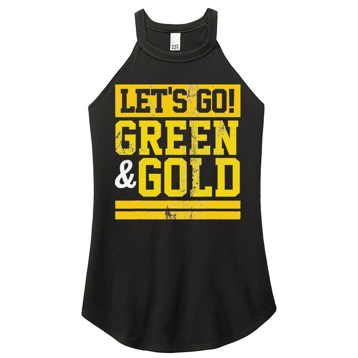 Let's Go Green & Gold Team Favorite Colors Vintage Game Day Women's Perfect Tri Rocker Tank