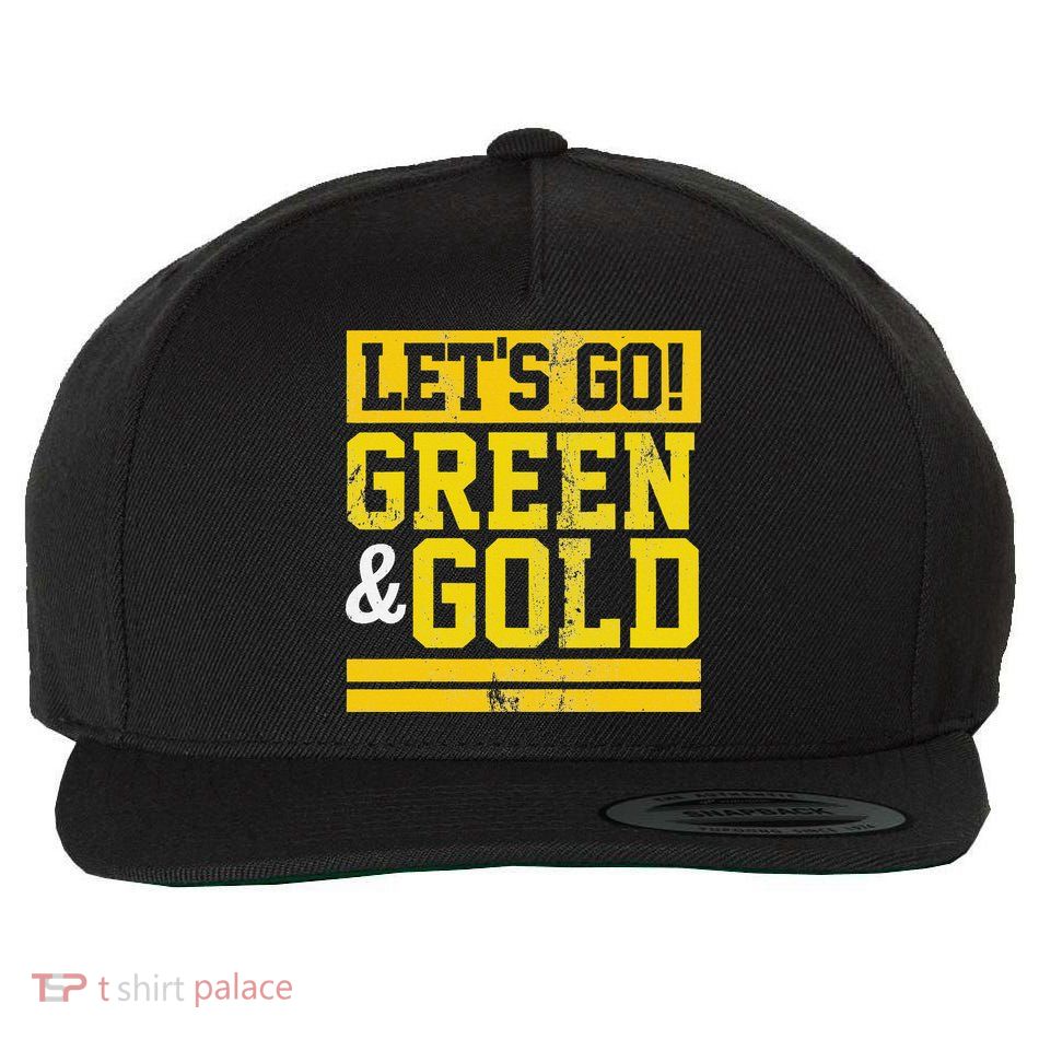 Let's Go Green & Gold Team Favorite Colors Vintage Game Day Wool Snapback Cap