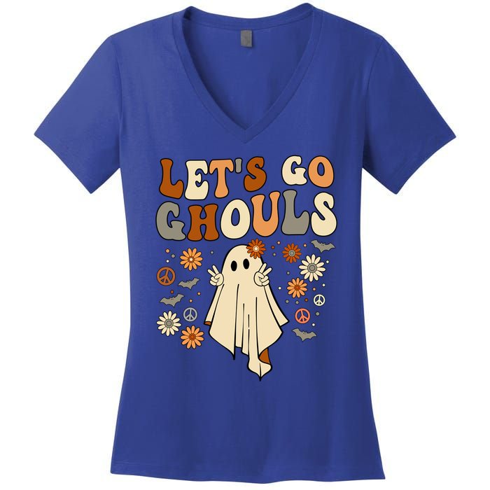 Lets Go Ghouls Vintage Halloween Gift Women's V-Neck T-Shirt