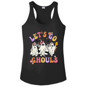 Lets Go Ghouls Halloween Ghost Outfit Costume Retro Groovy Ladies PosiCharge Competitor Racerback Tank