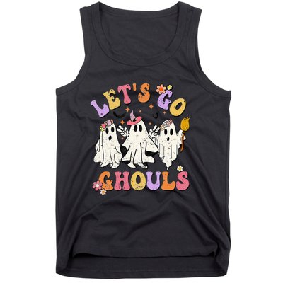 Lets Go Ghouls Halloween Ghost Outfit Costume Retro Groovy Tank Top