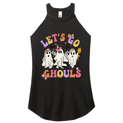 Lets Go Ghouls Halloween Ghost Outfit Costume Retro Groovy Women's Perfect Tri Rocker Tank