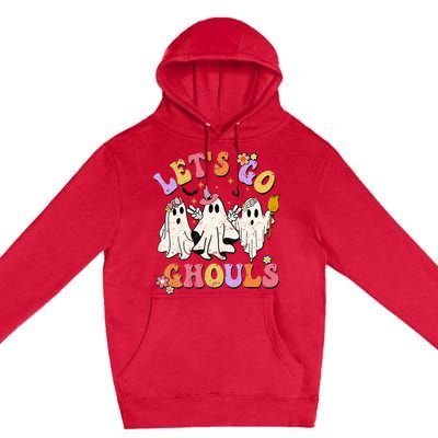 Lets Go Ghouls Halloween Ghost Outfit Costume Retro Groovy Premium Pullover Hoodie