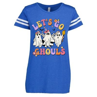 Lets Go Ghouls Halloween Ghost Outfit Costume Retro Groovy Enza Ladies Jersey Football T-Shirt