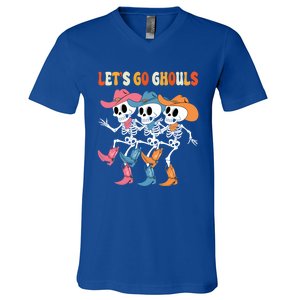 LetS Go Ghouls Halloween Dancing Skeleton Ghost Gift V-Neck T-Shirt