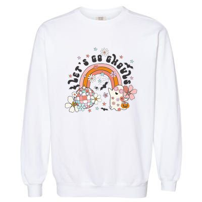 Lets Go Ghouls Halloween Ghost Garment-Dyed Sweatshirt