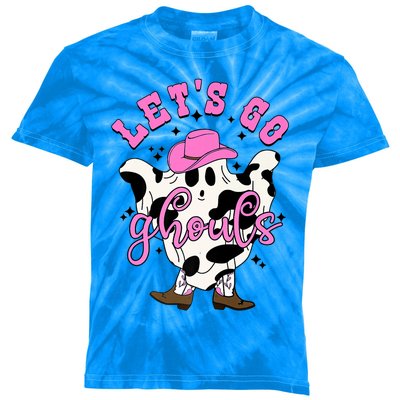 Lets Go Ghouls Cow Ghost Western Cow Howdy Halloween Gift Kids Tie-Dye T-Shirt