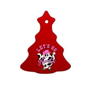 Lets Go Ghouls Cow Ghost Western Cow Howdy Halloween Gift Ceramic Tree Ornament