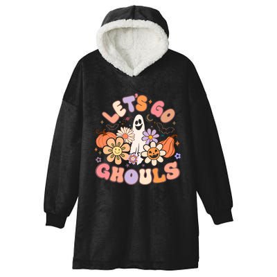 Lets Go Ghouls Halloween Ghost Outfit Costume Retro Groovy Hooded Wearable Blanket