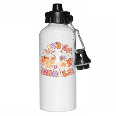 Lets Go Ghouls Halloween Ghost Outfit Costume Retro Groovy Aluminum Water Bottle