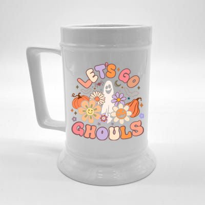 Lets Go Ghouls Halloween Ghost Outfit Costume Retro Groovy Beer Stein