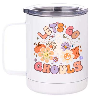 Lets Go Ghouls Halloween Ghost Outfit Costume Retro Groovy 12 oz Stainless Steel Tumbler Cup