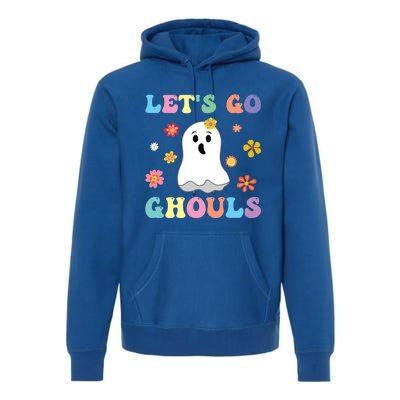 Lets Go Ghouls Fall Vibes Leopard Retro Pumpkin Fall Gift Premium Hoodie