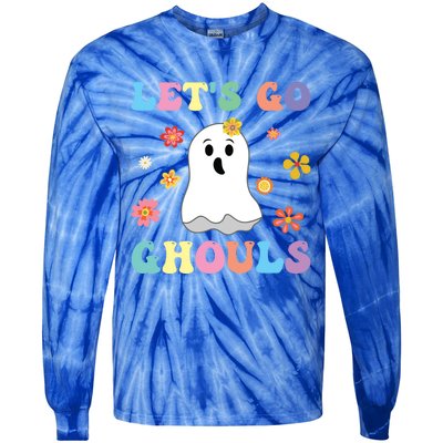 Lets Go Ghouls Fall Vibes Leopard Retro Pumpkin Fall Gift Tie-Dye Long Sleeve Shirt