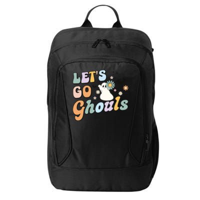 Lets Go Ghouls Halloween Ghost Outfit Costume Retro Groovy City Backpack