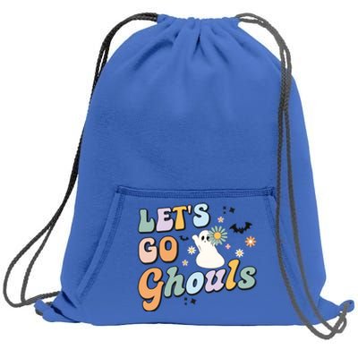 Lets Go Ghouls Halloween Ghost Outfit Costume Retro Groovy Sweatshirt Cinch Pack Bag