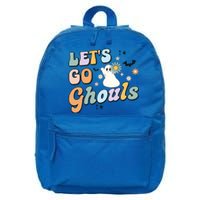 Lets Go Ghouls Halloween Ghost Outfit Costume Retro Groovy 16 in Basic Backpack