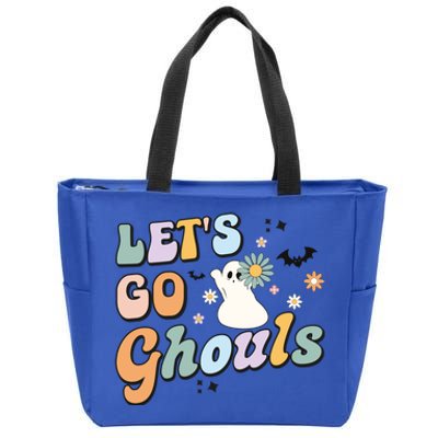 Lets Go Ghouls Halloween Ghost Outfit Costume Retro Groovy Zip Tote Bag