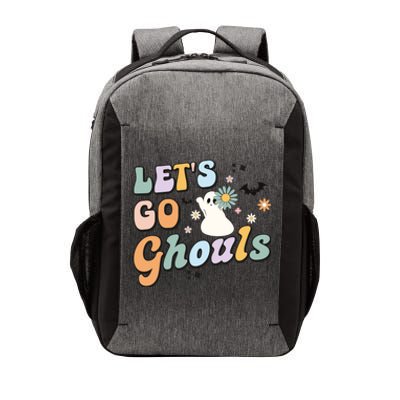 Lets Go Ghouls Halloween Ghost Outfit Costume Retro Groovy Vector Backpack