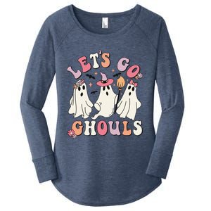 Lets Go Ghouls Cute Floral Ghost Costume Halloween Autumn Funny Women's Perfect Tri Tunic Long Sleeve Shirt