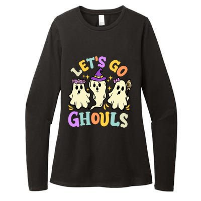 Lets Go Ghouls Funny Halloween Spooky Ghosts Retro Groovy Meaningful Gift Womens CVC Long Sleeve Shirt