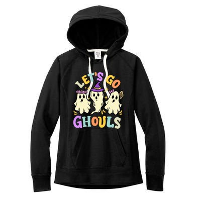 Lets Go Ghouls Funny Halloween Spooky Ghosts Retro Groovy Meaningful Gift Women's Fleece Hoodie