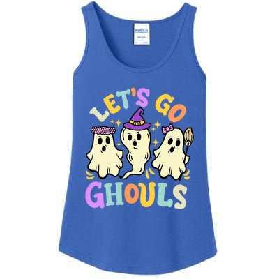 Lets Go Ghouls Funny Halloween Spooky Ghosts Retro Groovy Meaningful Gift Ladies Essential Tank